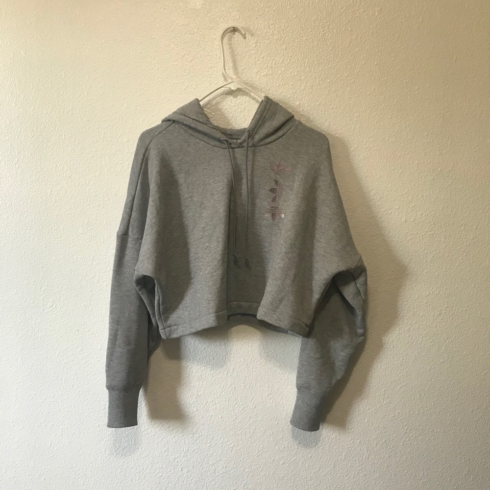 Adidas originals metallic trefoil gray hoodie